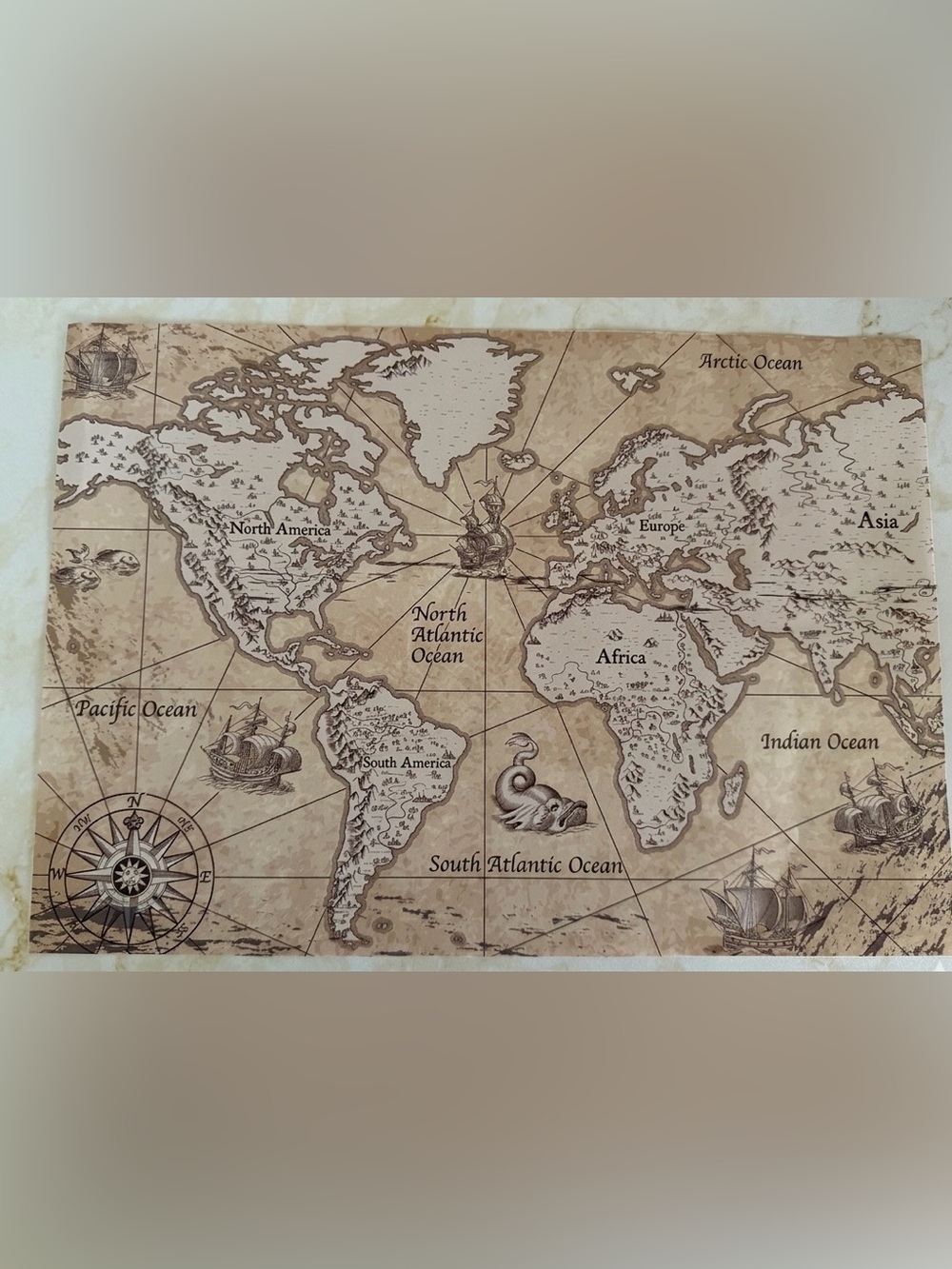 Vintage Nautical World Map Paper Placemats - Set of 20 - Brand New